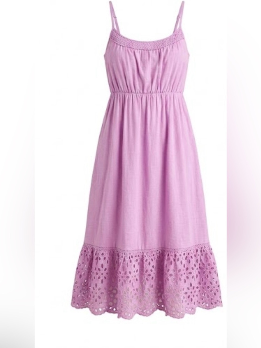 J.Crew Lavender Eyelet Hem Spaghetti Strap Midi Dress M